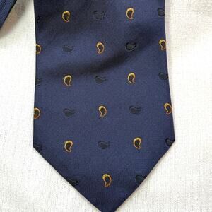 Vintage Luxury KITON Napoli Men's' Tie- Navy Blue with Yellow Emblems Pristine